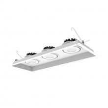  NMRT3-3RL130FWW - Three-Head Flanged LED Multiple Lighting Trim, 900lm per Head w/ Flood Optic, 3000K, Regressed White