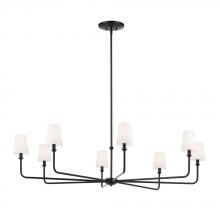  52521BK - Pallas 52" XL 8-Light Round Chandelier with White Linen Shade in Black