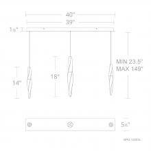  BPD13203L-PN - Kindjal 3 Light 120-277V Multi-Light Pendant (Linear Canopy) in Polished Nickel with Clear Optic C