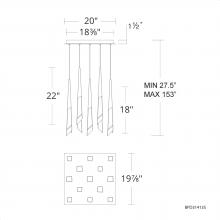  BPD31413S-AN - Solitude 13 Light 120-277V Multi-Light Pendant (Square Canopy) in Antique Nickel with Optic Haze Q