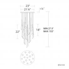  BPD31415-AN - Solitude 15 Light 120-277V Multi-Light Pendant (Round Canopy) in Antique Nickel with Optic Haze Qu