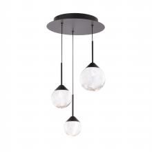  BPD40203-BK - Quest 3 Light LED 3000K/3500K/4000K 120V-277V Multi-Light Pendant in Black with Clear Radiance Cry