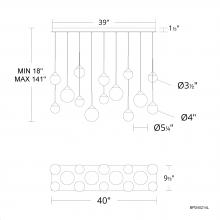  BPD40214L-BK - Quest 14 Light 120-277V Multi-Light Pendant (Linear Canopy) in Black with Optic Haze Quartz