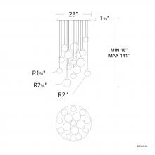  BPD40215-BK - Quest 15 Light 120-277V Multi-Light Pendant (Round Canopy) in Black with Optic Haze Quartz