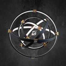  BPD45236-BK/AB - Atomic 36in LED 3000K/3500K/4000K 120V-277V Pendant in Black Leather - Aged Brass with Clear Optic