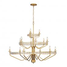  363C15AG - Monroe 15-Lt 3-Tier Chandelier - Antique Gold