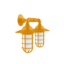 Montclair Light Works GNP052-21 - Vaportite, Style A shade, double wall mount with clear glass and cast guard, Bright Yellow