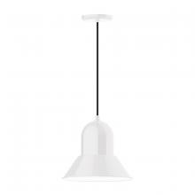Montclair Light Works PEB123-44-C11 - 12" Prima shade, pendant with Gray and Yellow Dot Fabric Cord and canopy, White