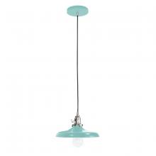 Montclair Light Works PEB401-48-96-C11 - 10" Uno Pendant, Gray and Yellow Dot Fabric Cord with canopy, Sea Green with Brushed Nickel Hard