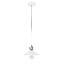 Montclair Light Works PEB404-44-96-C26 - 10" Uno Pendant, ivory fabric cord with canopy, White with Brushed Nickel Hardware