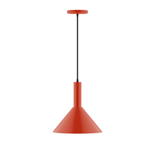 Montclair Light Works PEBX466-G15-26-C21 - 12" Chase Pendant with 6 inch white opal glass globe, white cord with canopy, Vermillion
