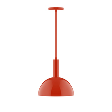 Montclair Light Works PEBX471-G15-26-C21 - 12" Ray Pendant with 6 inch white opal glass globe, white cord with canopy, Vermillion
