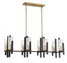  1-1907-8-143 - Midland 8-Light Linear Chandelier in Matte Black with Warm Brass Accents