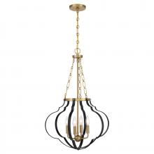  7-4866-4-143 - Mercer 4-Light Pendant in Matte Black and Warm Brass