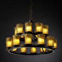  GLA-8767-16-WHTW-MBLK - Dakota 21-Light 2-Tier Ring Chandelier