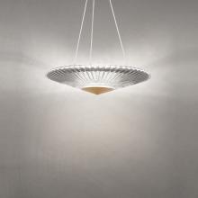  S7219-700H - Origami 19in LED 3000K/3500K/4000K 120V-277V Pendant in Aged Brass with Clear Heritage Handcut Cry