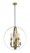  50336-FBSB - Randolph 6 Light Foyer in Flat Black/Satin Brass