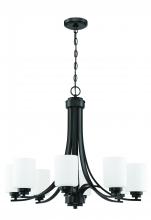  50528-FB-WG - Bolden 8 Light Chandelier in Flat Black (White Glass)