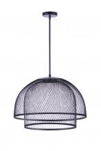  P1006FB-LED - 24.25" Diameter Sculptural Statement Metal Mesh Dome 2 Shade Pendant in Flat Black