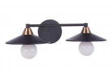  12519FBSB2 - Isaac 2 Light Vanity in Flat Black/Satin Brass