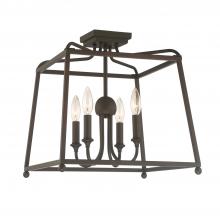  2243-DB_NOSHADE - Libby Langdon for Crystorama Sylvan 4 Light Dark Bronze Semi Flush Mount