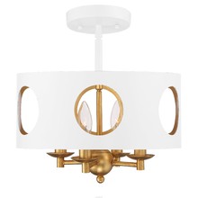  ODE-700-MT-GA_CEILING - Odelle 4 Light Matte White + Antique Gold Ceiling Mount