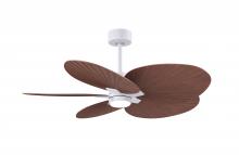  AKTPLK-MWH-WN - Alessandra Tropical 5-blade ceiling fan in Matte White and Walnut Tone blades.