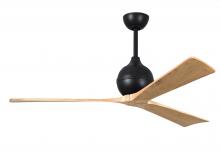  IR3-BK-LM-60 - Irene-3 three-blade paddle fan in Matte Black finish with 60" light maple tone blades.