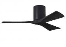  IR3H-BK-BK-42 - Irene-3H three-blade flush mount paddle fan in Matte Black finish with 42” solid matte black woo