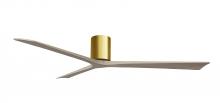  IR3H-BRBR-GA-72 - Irene-3H three-blade flush mount paddle fan in Brushed Brass finish with 72” Gray Ash tone blade