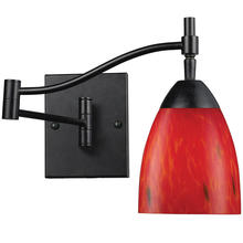  10151/1DR-FR - Celina 1-Light Swingarm Wall Lamp in Dark Rust with Fire Red Glass