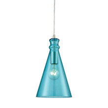  10771/1 - Parson 1 Light Pendant in Satin Nickel with Aqua Glass