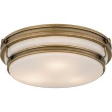  QFL6776WS - Grafton 3-Light Weathered Brass Flush Mount