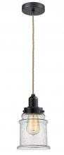  100BK-10RE-0H-BK-G184 - Whitney - 1 Light - 8 inch - Matte Black - Cord hung - Mini Pendant