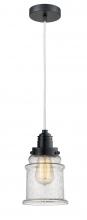  100BK-10W-2H-BK-G184 - Winchester - 1 Light - 8 inch - Matte Black - Cord hung - Mini Pendant