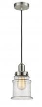  100SN-10BK-0H-SN-G184 - Whitney - 1 Light - 8 inch - Satin Nickel - Cord hung - Mini Pendant