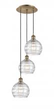  113B-3P-AB-G1213-8 - Athens Deco Swirl - 3 Light - 15 inch - Antique Brass - Cord hung - Multi Pendant