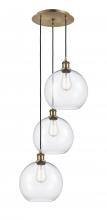  113B-3P-AB-G122-10 - Athens - 3 Light - 17 inch - Antique Brass - Cord Hung - Multi Pendant