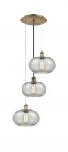  113B-3P-AB-G249 - Gorham - 3 Light - 16 inch - Antique Brass - Cord Hung - Multi Pendant