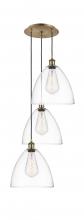  113B-3P-AB-GBD-122 - Bristol - 3 Light - 19 inch - Antique Brass - Cord Hung - Multi Pendant