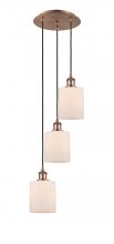  113B-3P-AC-G111 - Cobbleskill - 3 Light - 12 inch - Antique Copper - Cord Hung - Multi Pendant