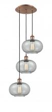  113B-3P-AC-G247 - Gorham - 3 Light - 16 inch - Antique Copper - Cord Hung - Multi Pendant