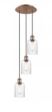  113B-3P-AC-G342 - Hadley - 3 Light - 11 inch - Antique Copper - Cord Hung - Multi Pendant