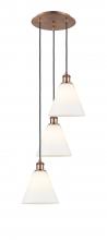  113B-3P-AC-GBC-81 - Berkshire - 3 Light - 15 inch - Antique Copper - Cord Hung - Multi Pendant