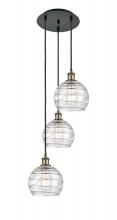  113B-3P-BAB-G1213-8 - Athens Deco Swirl - 3 Light - 15 inch - Black Antique Brass - Cord Hung - Multi Pendant