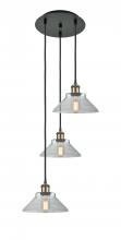  113B-3P-BAB-G132 - Orwell - 3 Light - 15 inch - Black Antique Brass - Cord Hung - Multi Pendant