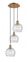  113B-3P-BB-G1213-8 - Athens Deco Swirl - 3 Light - 15 inch - Brushed Brass - Cord hung - Multi Pendant