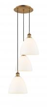  113B-3P-BB-GBD-91 - Bristol - 3 Light - 16 inch - Brushed Brass - Cord Hung - Multi Pendant