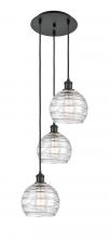  113B-3P-BK-G1213-8 - Athens Deco Swirl - 3 Light - 15 inch - Matte Black - Cord hung - Multi Pendant