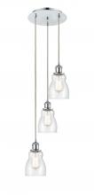  113B-3P-PC-G394 - Ellery - 3 Light - 12 inch - Polished Chrome - Cord Hung - Multi Pendant